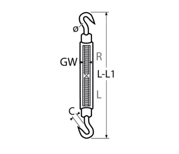 Marinetech Tensor con Ganchos Negro