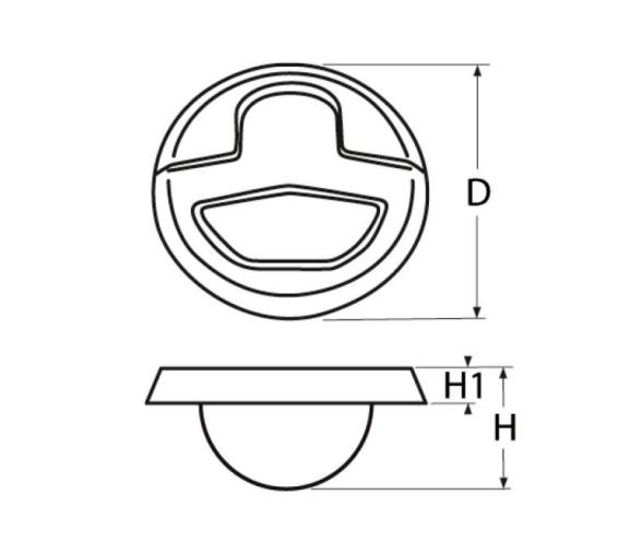 Marinetech Tirador Redondo Plástico Negro