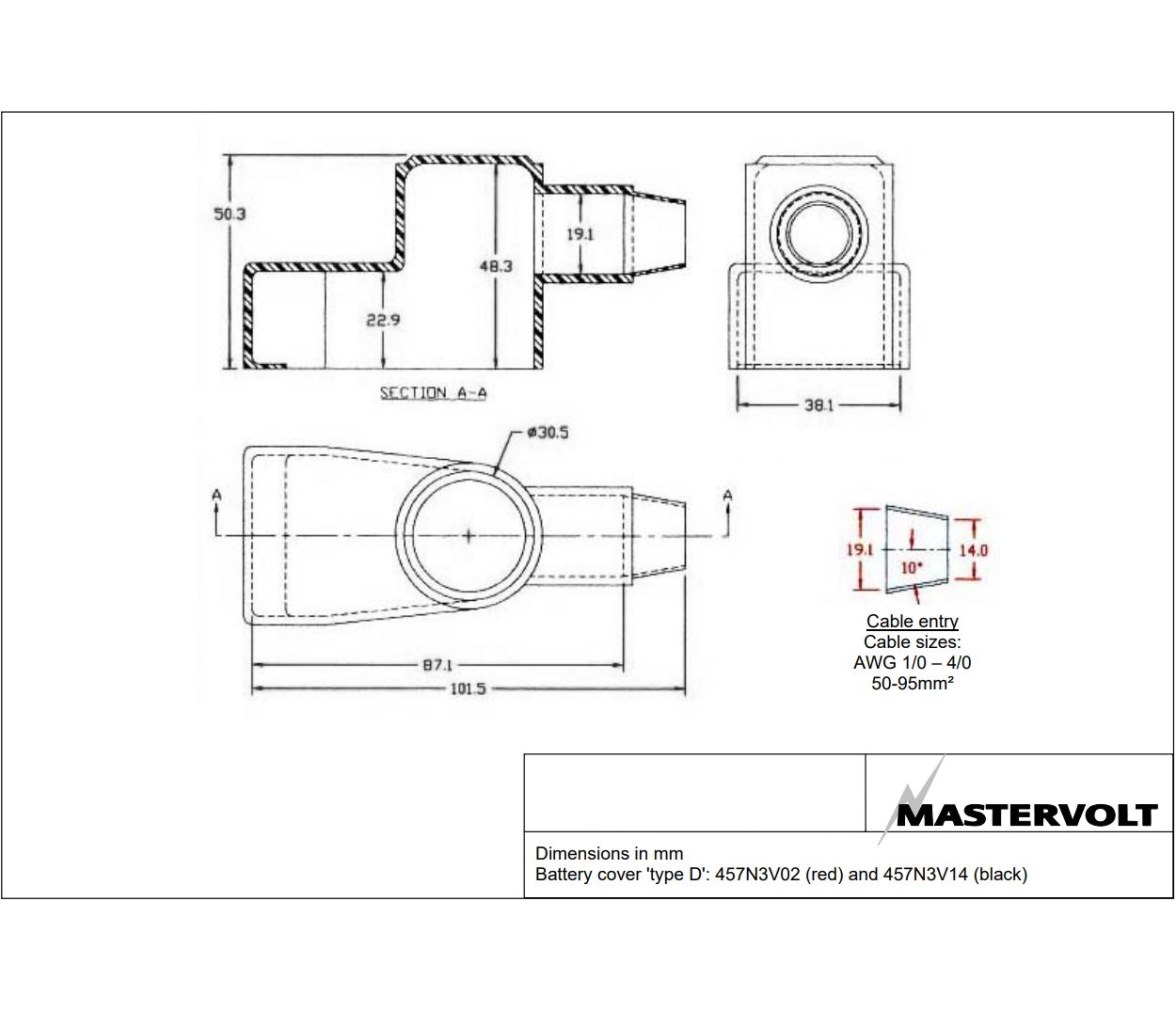 MASTERVOLT Cubierta Borne Bateria  D457N3V14 Negra