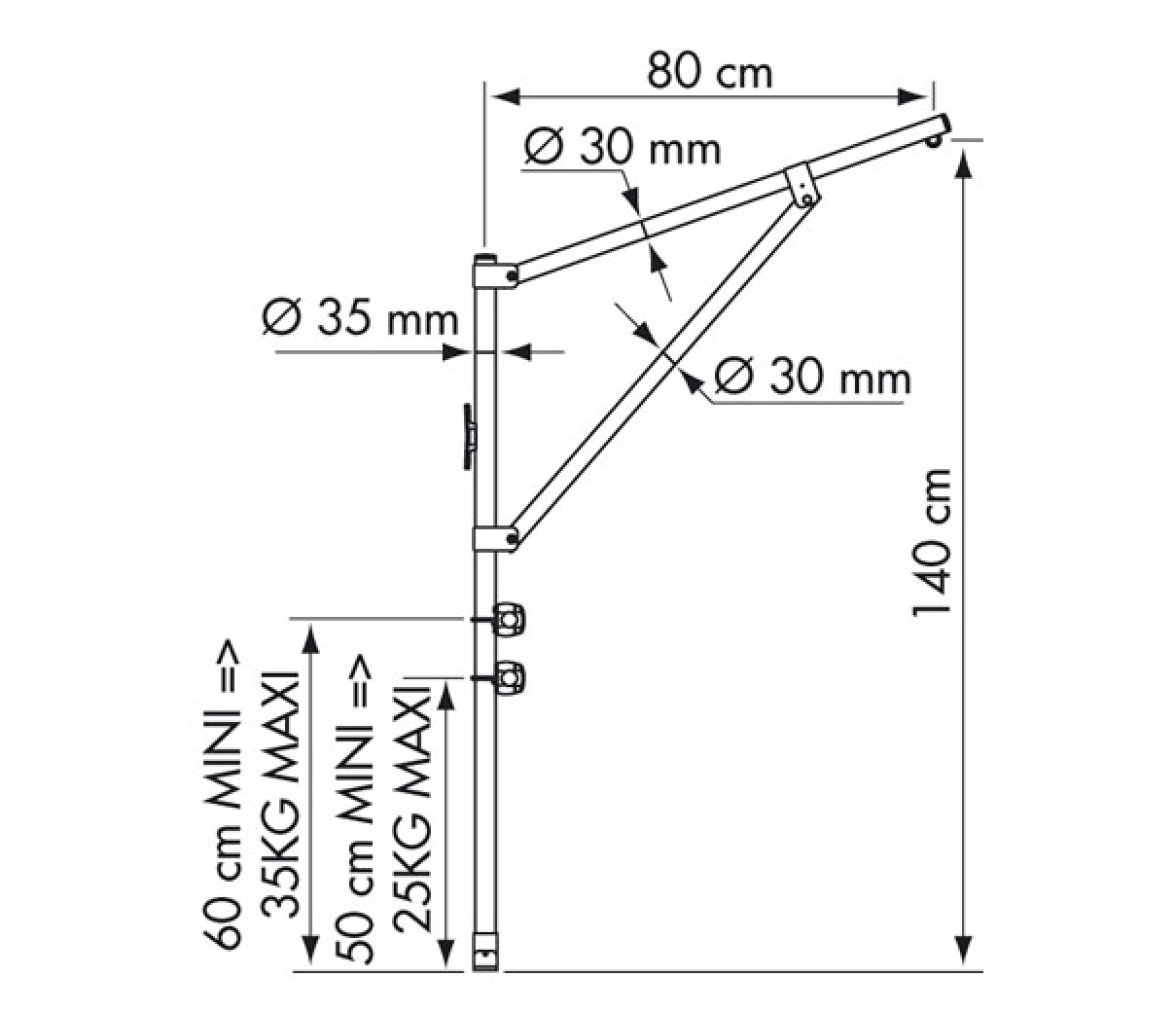 Mastil de Carga Plegable Plastimo