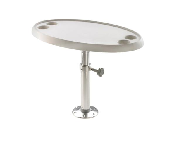 Vetus Mesa Oval, Pie Ajustable y Desmontable con Base