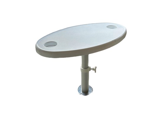Mesa Ovalada con Base Telescópica Desmontable