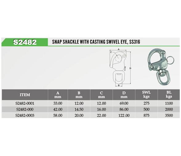 Mosqueton Driza Giratorio Inox