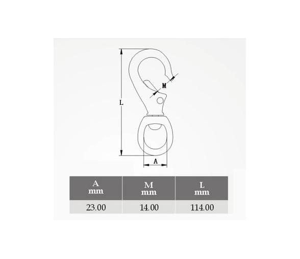 Mosqueton Laton Pulido con Anilla Giratoria Vinox