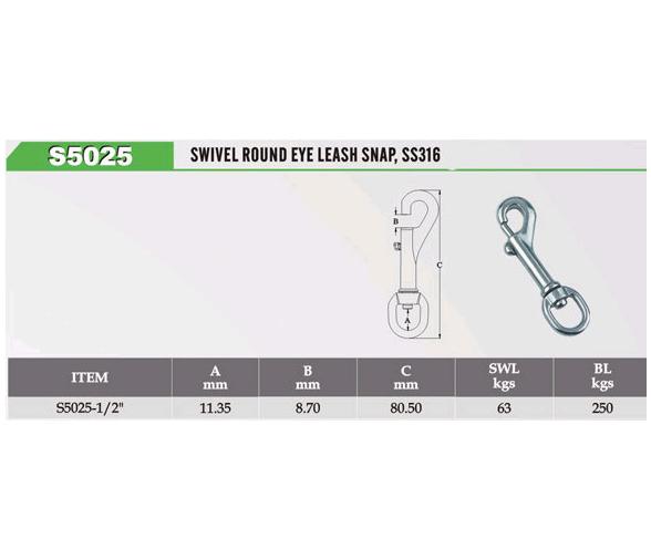 Mosqueton Giratorio Inox 80,5 mm