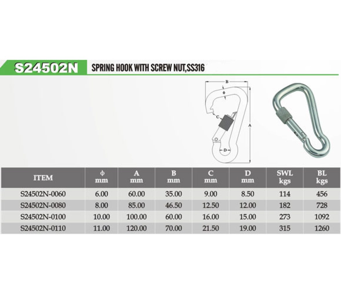 Mosqueton Harness Inox con Cierre Vinox