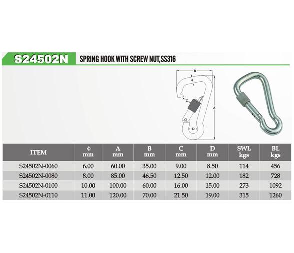 Mosqueton Harness Inox con Cierre Vinox