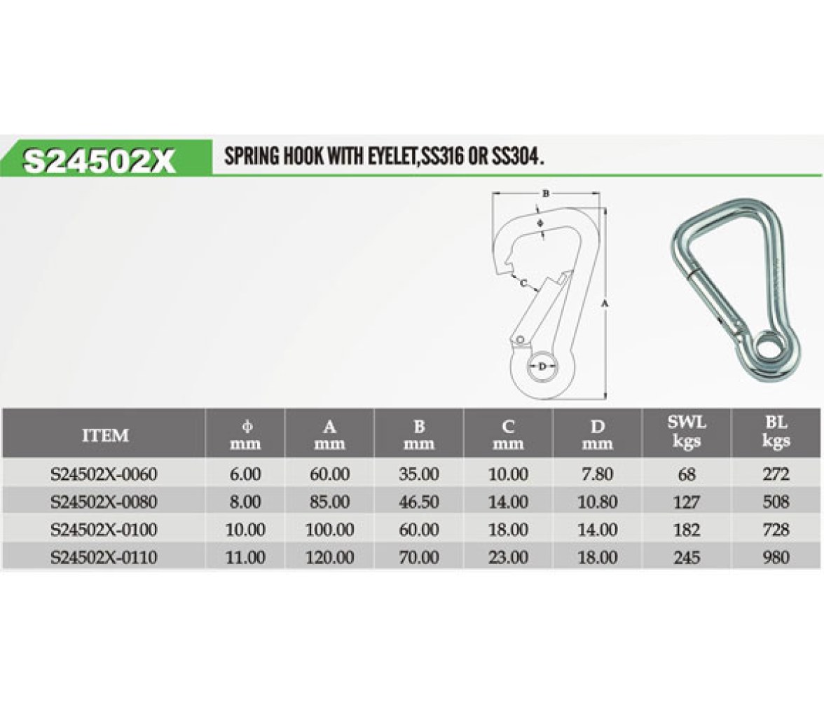 Mosqueton Harness Inox con Ojillo Vinox