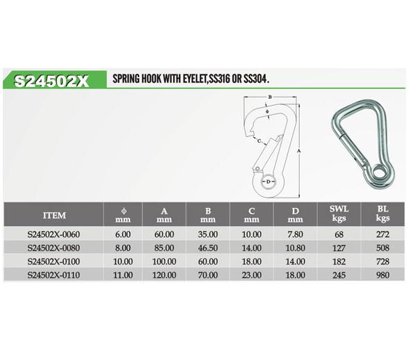 Mosqueton Harness Inox con Ojillo Vinox