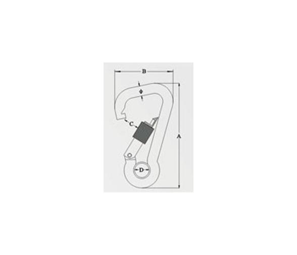 Mosqueton Inox 316 Harness con Cierre y Ojillo Vinox
