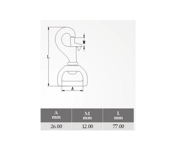 Mosqueton Laton Pulido Giratorio con Anilla Recta Vinox