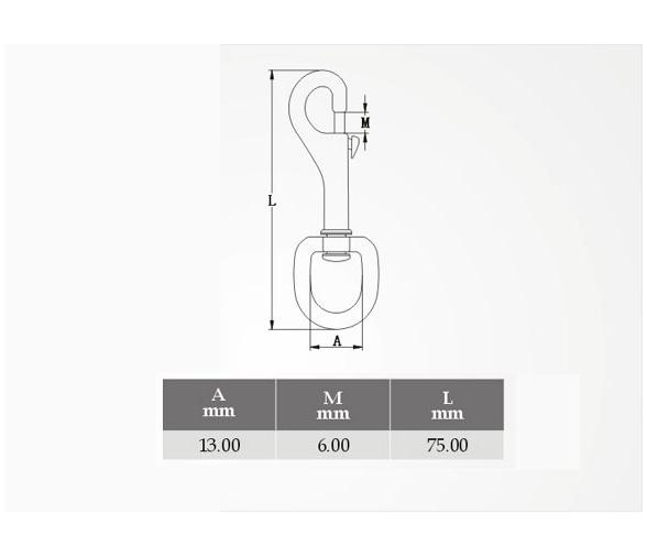 Mosqueton Laton Pulido Giratorio Vinox