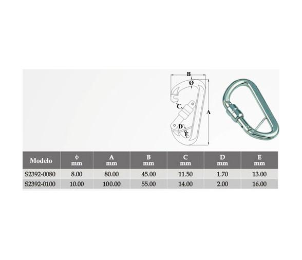 Mosqueton Plano con Ojo Cierre Autoblocante Inox 316 Vinox