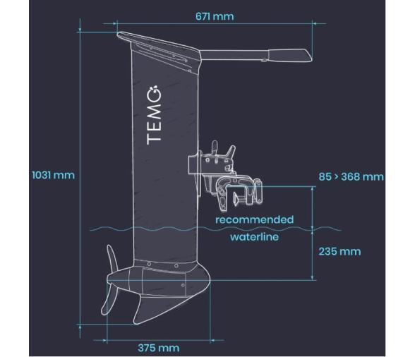 Motor fueraborda eléctrico TEMO·1000 (1100 W)