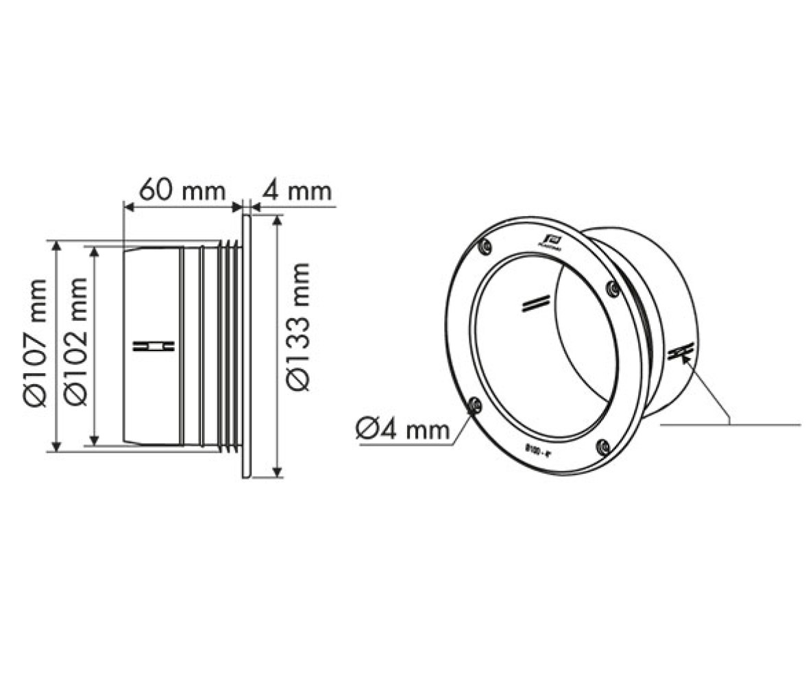 Nuova Rade Soporte recto para tubo ventilacion y aireacion
