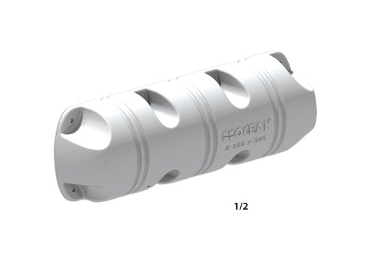 Defensa de muelle OCEAN, rellena de espuma, 220x640mm, 1/2, blanca