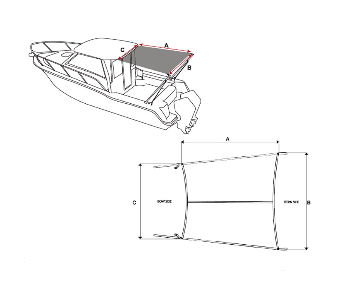 Ocean South Kit de Extensión de Toldo de Popa Gris