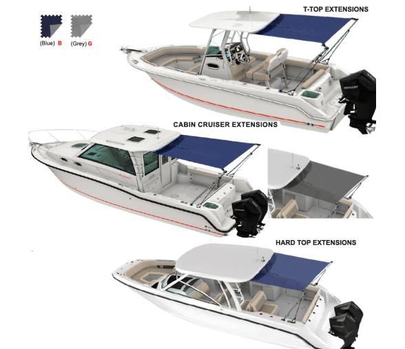 Ocean South Kit de Extensión de Toldo de Popa Gris