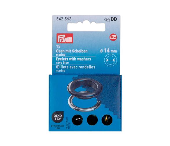 Prym Ojetes con Arandelas Azul Marino/Plateado 14 mm