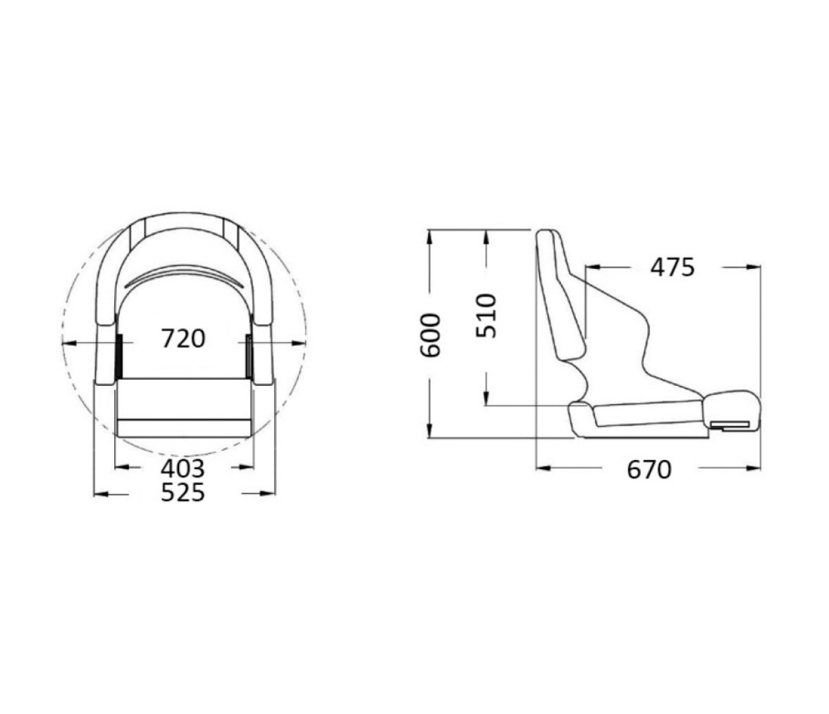 Osculati Asiento Anatómico H52 Gris Claro y Oscuro