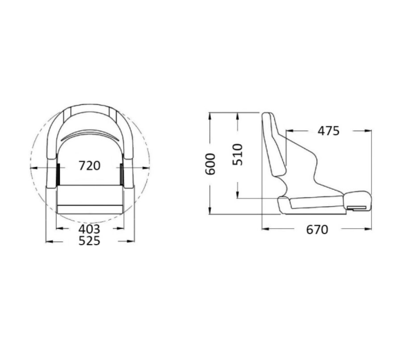 Osculati Asiento Anatómico H52 Gris Claro y Oscuro