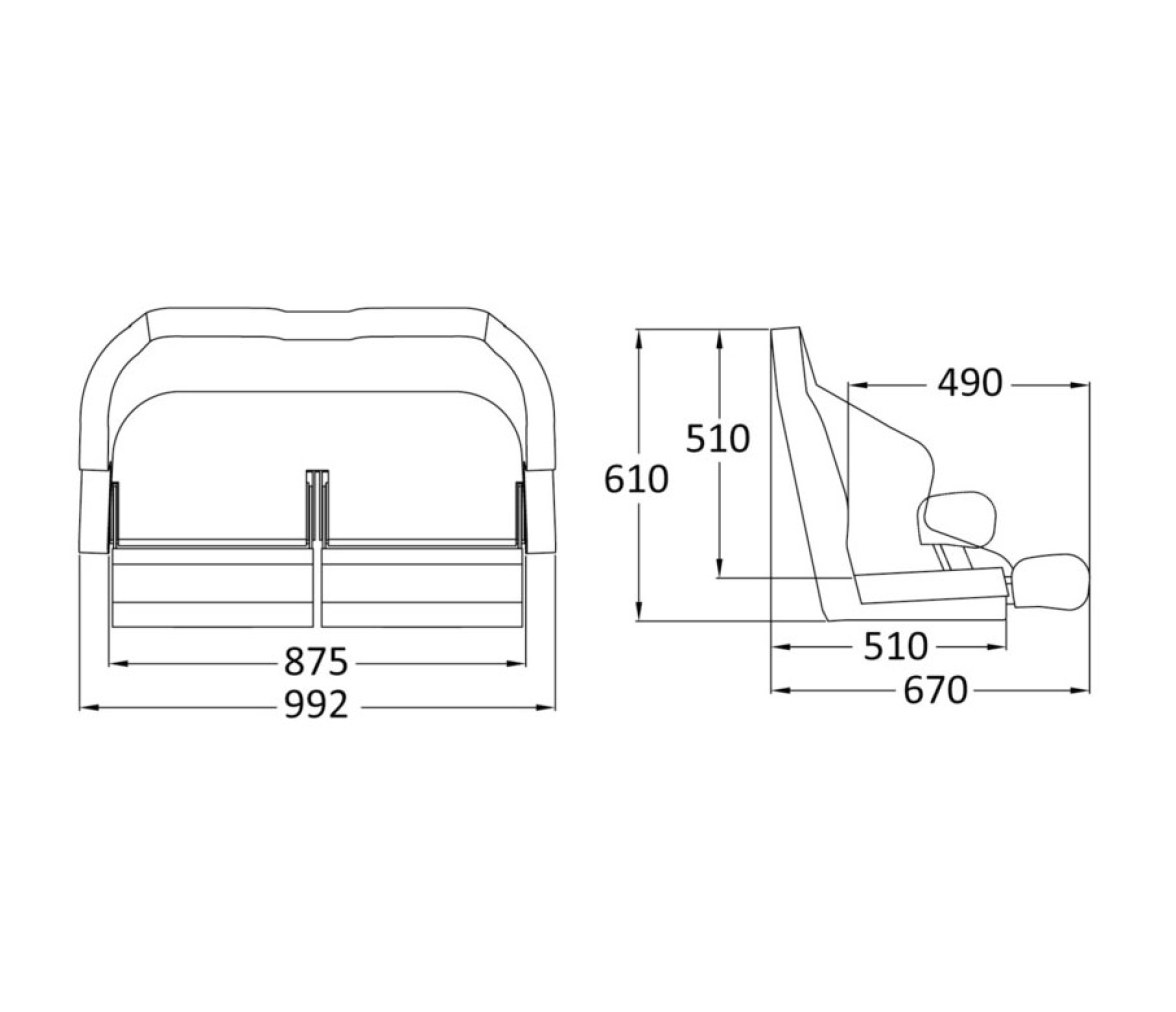 Osculati Asiento Doble Respaldo Abatible H99 Blanco RAL 9010