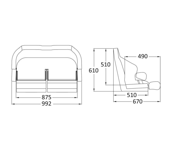 Osculati Asiento Doble Respaldo Abatible H99 Blanco RAL 9010