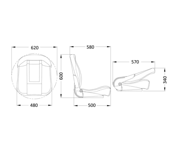 Osculati Asiento Plegable CP48 con Respaldo Alto Abatible Blanco RAL9010