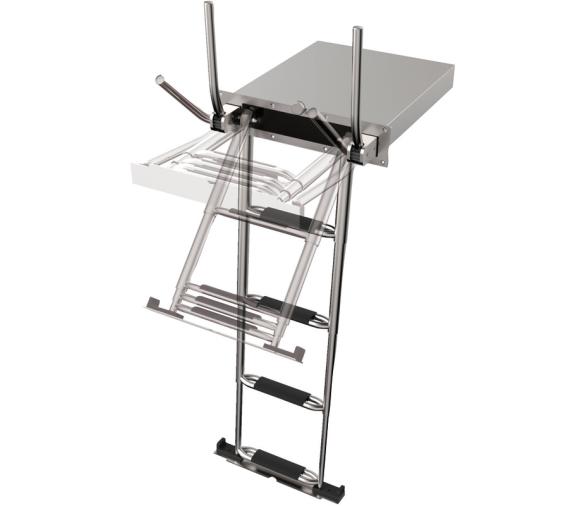 Douglas Marine Escalera telescópica empotrada EasyUp con barandillas