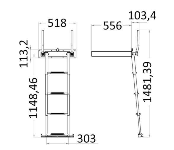 Douglas Marine Escalera telescópica empotrada EasyUp con barandillas