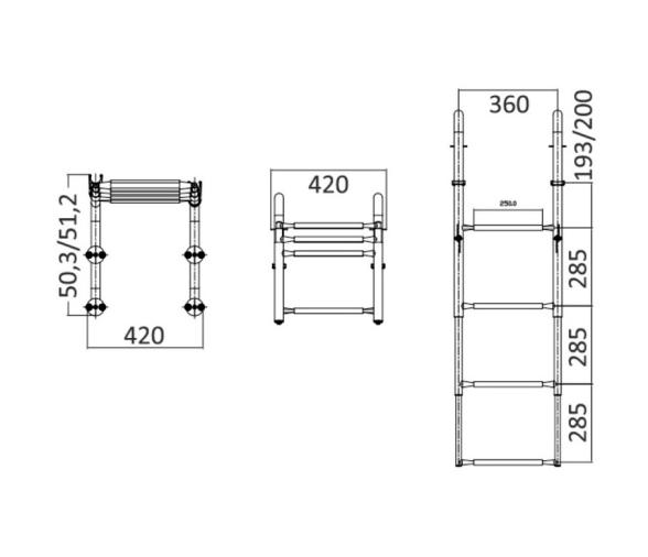 Osculati Escalera Telescópica Plataforma de 4 Peldaños