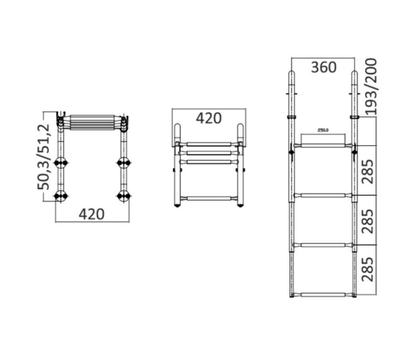 Osculati Escalera Telescópica Plataforma de 4 Peldaños