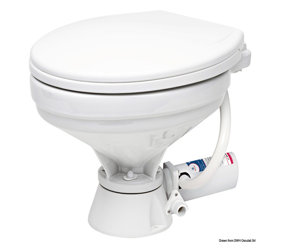 Osculati Inodoro eléctrico grande asiento plástico 12 V / 24 V