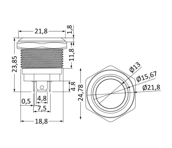 Osculati Interruptor Pushpull Acero Inoxidable ON-OFF 12/24V 20A