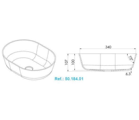 Osculati Lavabo Semi-ovalado en Ocritech Blanco