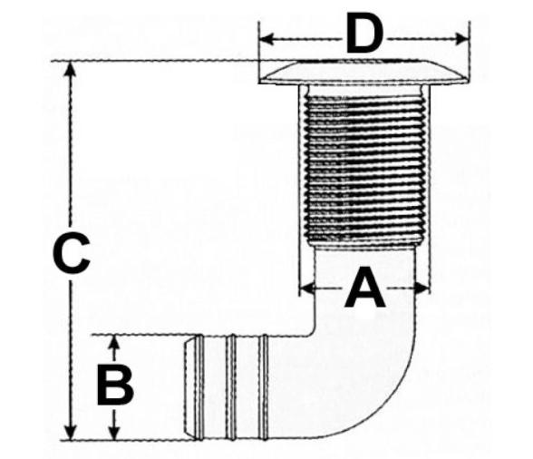 Osculati Pasacascos Acodado Rosca Corta