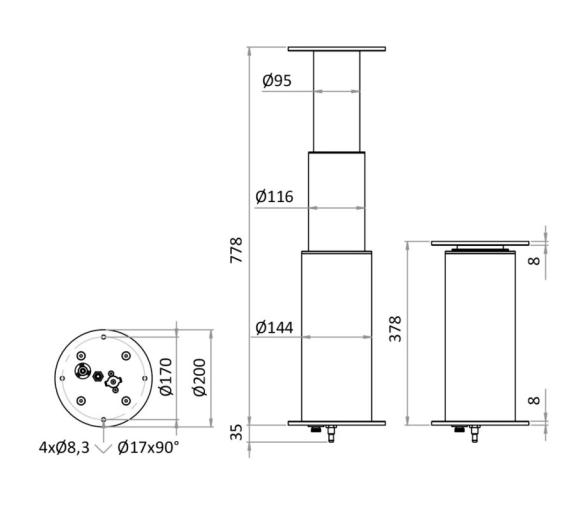 Osculati Pata de Mesa Dudge 77 Redonda Antirrotación 12V
