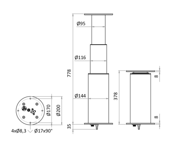 Osculati Pata de Mesa Redonda Antirrotación 12V