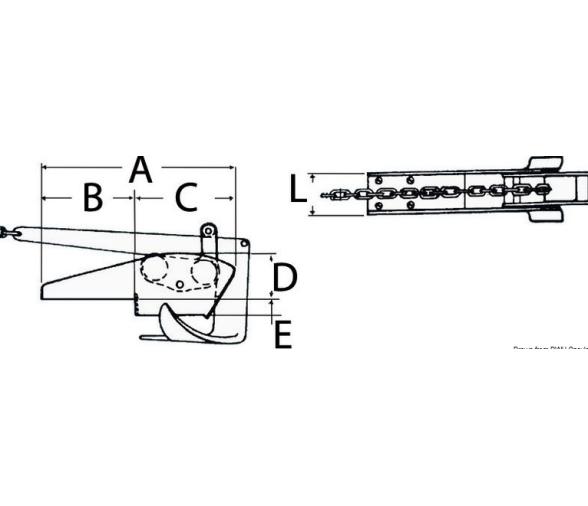 Osculati puntera de proa basculante de aluminio para anclas hasta 12 kg