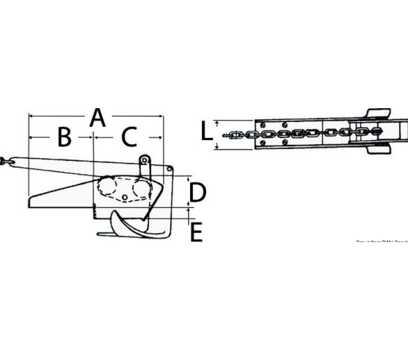 Osculati puntera de proa basculante de aluminio para anclas hasta 12 kg