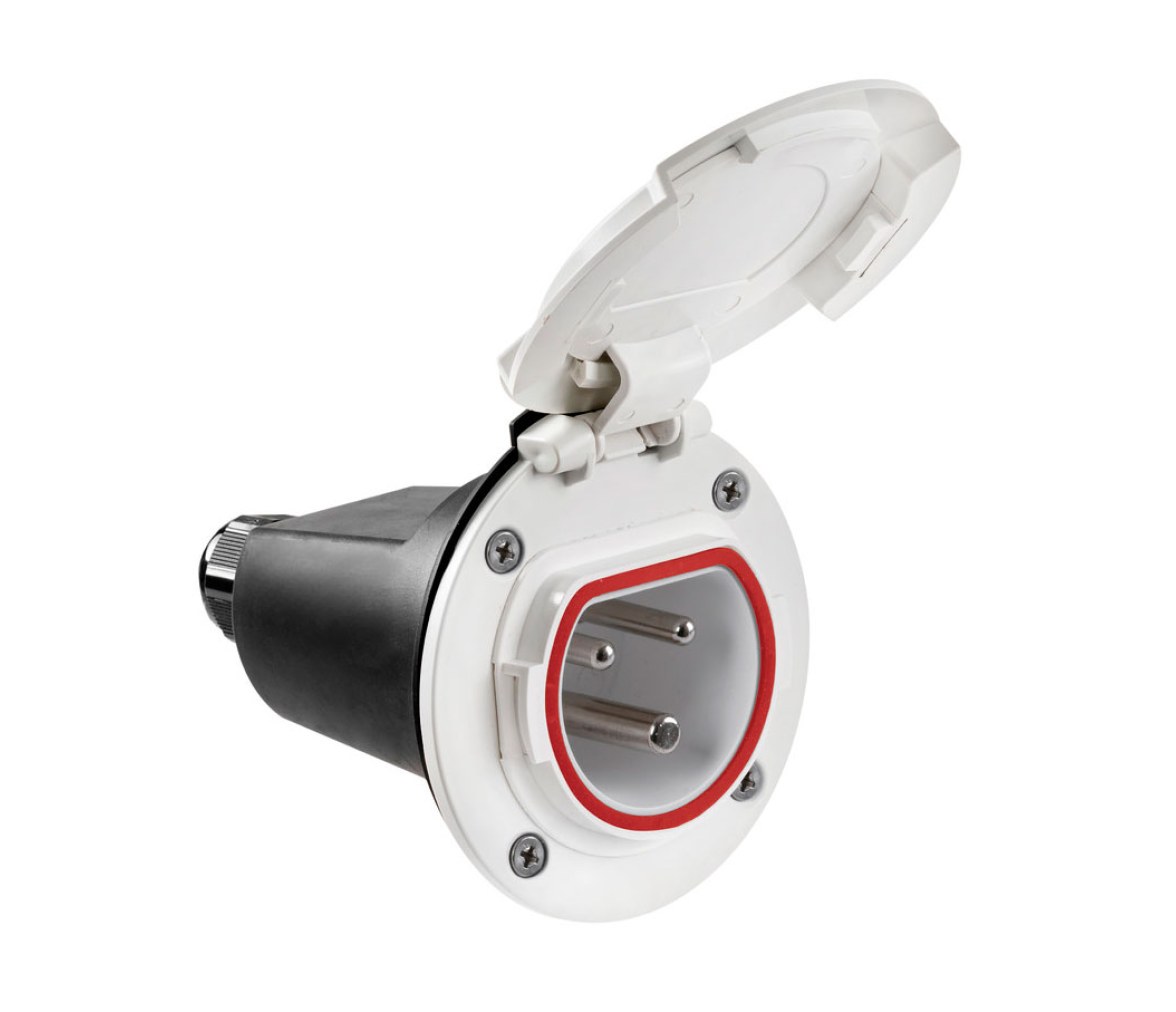 Osculati Toma de Corriente Blanca con Tapa Nylon PA6 Cruiser 32A
