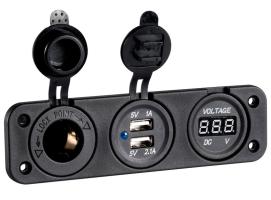 Voltimetro Digital con Conectores USB y Mechero 4.8A