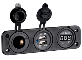 Digital Voltmeter and Dual USB Port 4.8A and Outlet