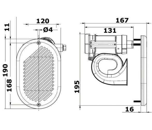 Osculati Bocina Hurricane Electromagnética Chromada
