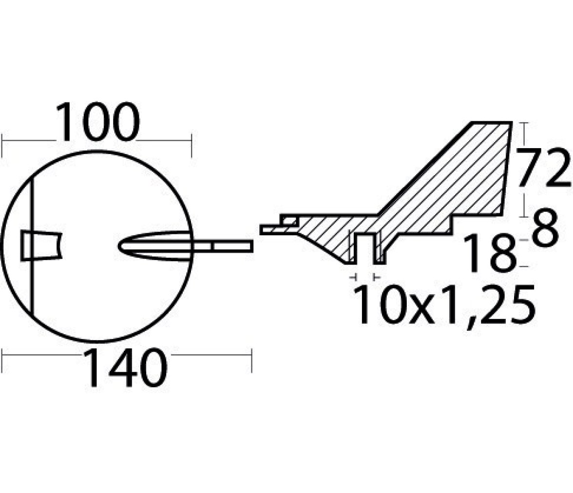 Tecnoseal Ánodo Aleta Fueraborda Yamaha 150-200 CV