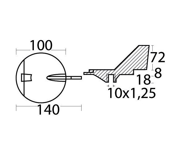 Tecnoseal Ánodo Aleta Fueraborda Yamaha 150-200 CV