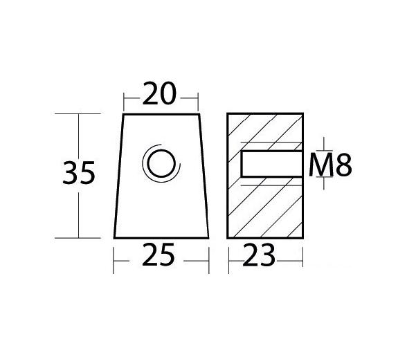 Ánodo de Cola  Yamaha F30-F60 CV 4 tiempos