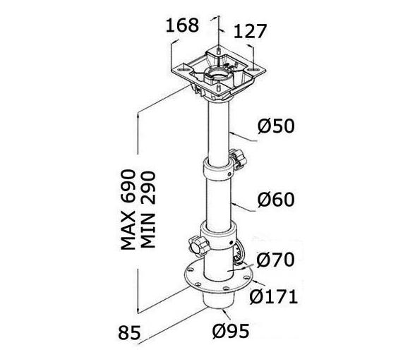 Osculati Pedestal Mesa Tri Telescópico Extraíble