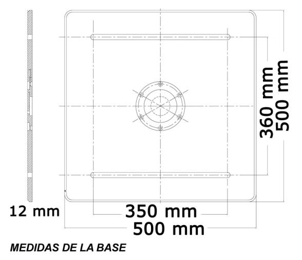 Osculati pedestal de mesa Heavy Duty con base cuadrada 500 x 500 mm