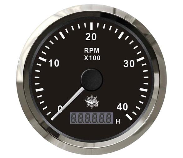 Osculati Tacometro Dial Negro Bisel Metalico con Cuentahoras